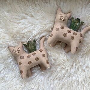 Set of two cat candlestick holders